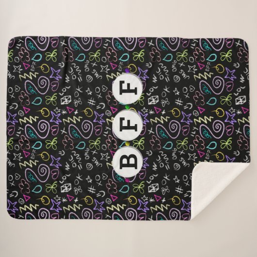 BFF Doodles - Faux Glitter Patroon (3 kralen) Sherpa Deken (Voorkant (horizontaal))