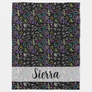 BFF Doodles - Faux Glitter Patroon Fleece Deken