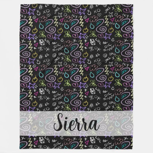 BFF Doodles - Faux Glitter Patroon Fleece Deken (Voorkant)