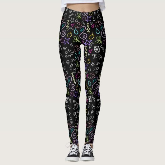 BFF Doodles - Faux Glitter Patroon Leggings (Voorkant)