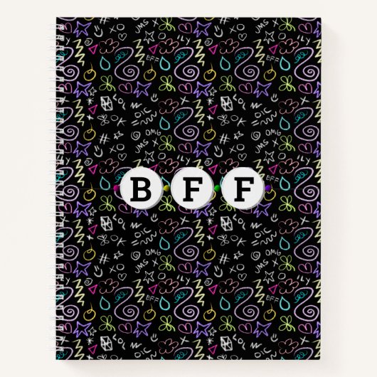 BFF Doodles - Faux Glitter Patroon Notitieboek (Voorkant)