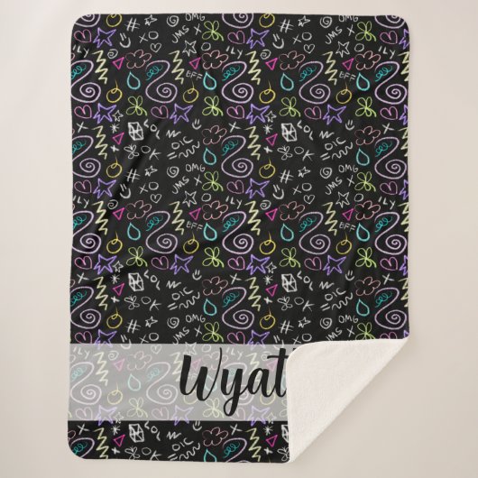 BFF Doodles - Faux Glitter Patroon Sherpa Deken (Voorkant)