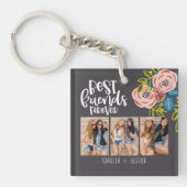BFF Floral Foto Collage Best Friends Forever Sleutelhanger (voorkant)