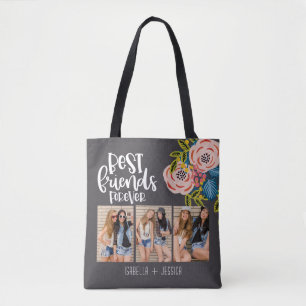 BFF Floral Foto Collage Best Friends Forever Tote Bag