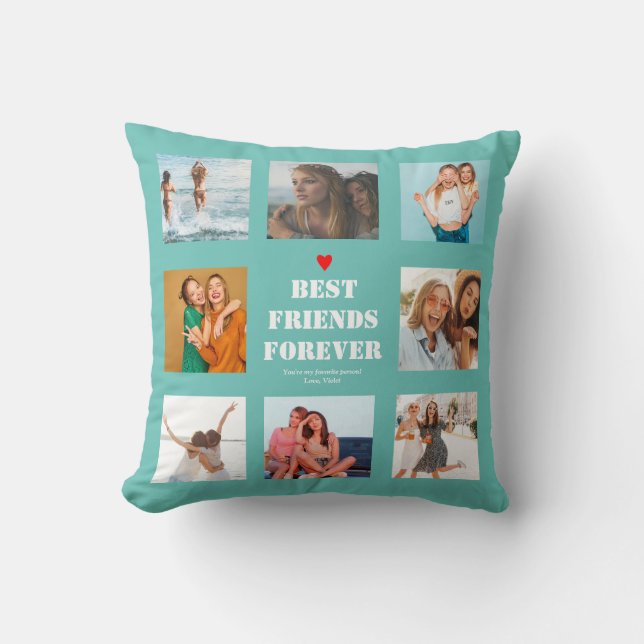 BFF Foto Collage Aangepaste Bestie Kussen (Voorkant)