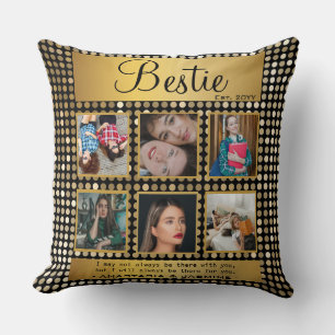 BFF Foto collage Best Friend Quote Golden Glitter Kussen