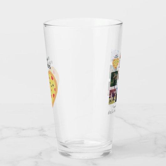 BFF Foto Collage Cadeaus Stof Roze PIZZA Vrienden Glas (Rechts)