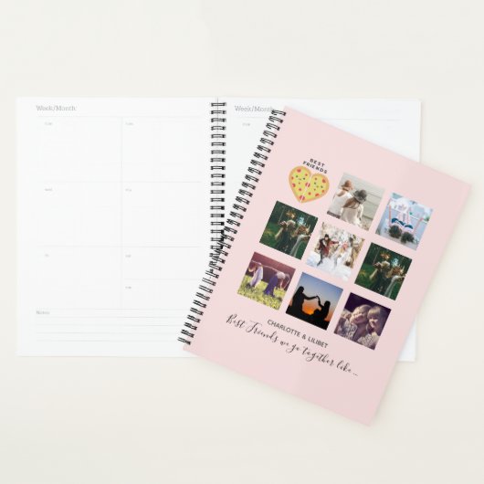 BFF Foto Collage Cadeaus Stof Roze PIZZA Vrienden Planner (Display)