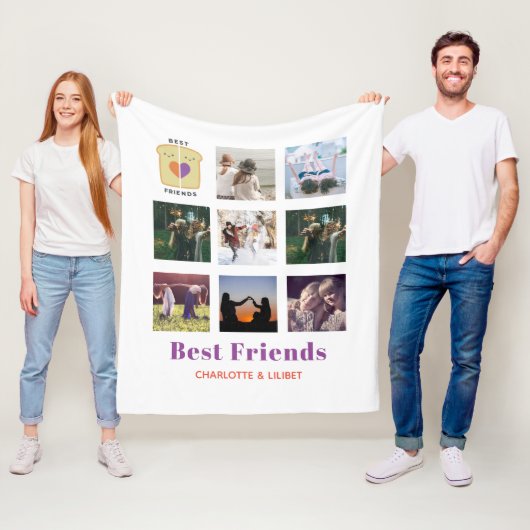 BFF Foto collage Gift Peanutboter Jelly Sandwich Fleece Deken (In situ)