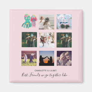BFF Foto Collage Jellyfish Octopus Custom Gift Magneet