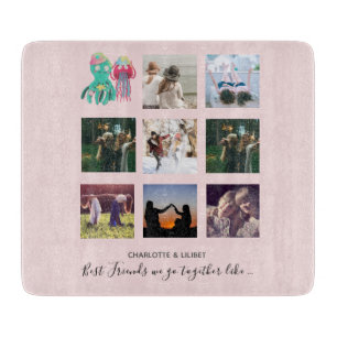 BFF Foto Collage Jellyfish Octopus Custom Gift Snijplank