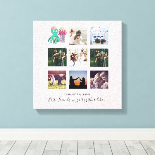 BFF-foto-collage kwallen octopus aangepast cadeau Canvas Afdruk (Insitu (Houten vloer))