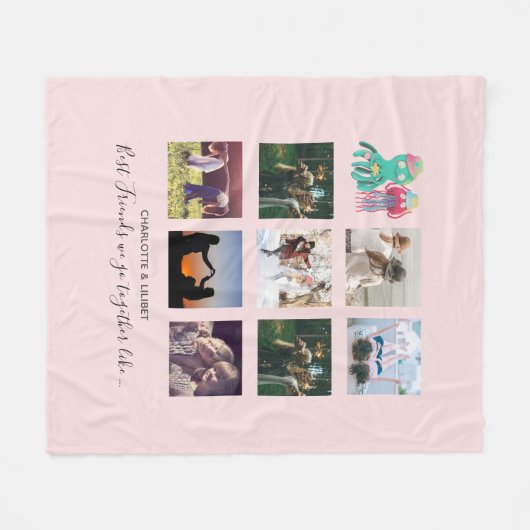 BFF-foto-collage kwallen octopus aangepast cadeau Fleece Deken (Voorkant (Horizontaal))