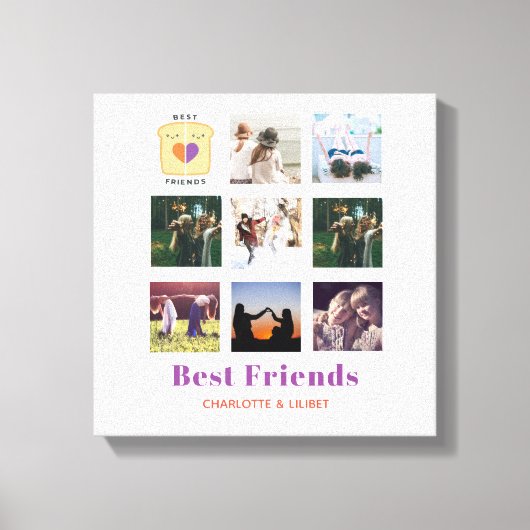 BFF Fotocollage Cadeau Pindakaas Jam Sandwich Canvas Afdruk (Voorkant)