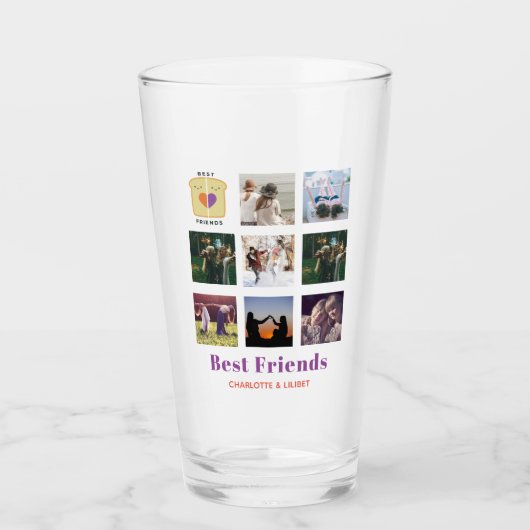 BFF Fotocollage Cadeau Pindakaas Jam Sandwich Glas (Voorkant)