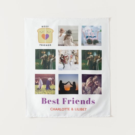 BFF Fotocollage Cadeau Pindakaas Jam Sandwich Wandkleed (Voorkant)