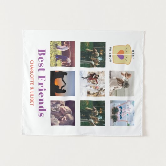 BFF Fotocollage Cadeau Pindakaas Jam Sandwich Wandkleed (Voorkant (horizontaal))