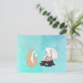 BFF Fox en Rabbit Cartoon Sketch Briefkaart (Staand voorkant)