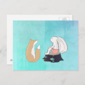 BFF Fox en Rabbit Cartoon Sketch Briefkaart (Voorkant / Achterkant)