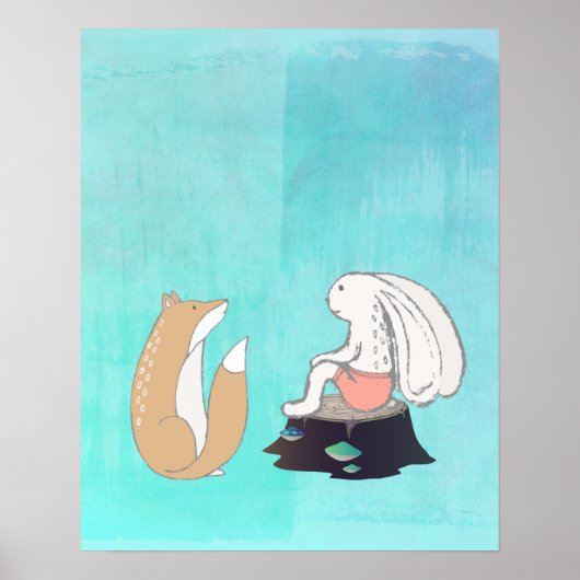 BFF Fox en Rabbit Cartoon Sketch Poster (Voorkant)