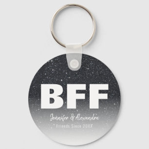 BFF Gold Glitter - Gepersonaliseerde beste vriende Sleutelhanger