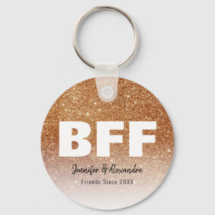 BFF Gold Glitter - Gepersonaliseerde beste vriende Sleutelhanger