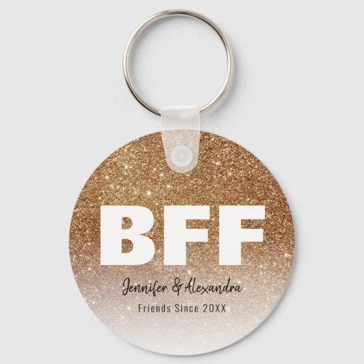 BFF Gold Glitter - Gepersonaliseerde beste vriende Sleutelhanger (Voorkant)