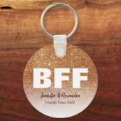 BFF Gold Glitter - Gepersonaliseerde beste vriende Sleutelhanger (Voorkant)