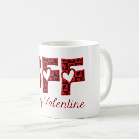 BFF Happy Valentijn Cute Cupid Typografie Koffiemok (Voorkant rechts)
