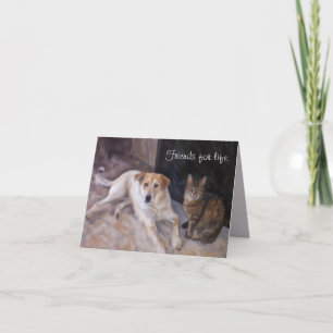 BFF hond en kat gevouwen Wenskaart Kaart