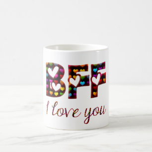 BFF I love you Cute Hearts Typography Friendship Koffiemok