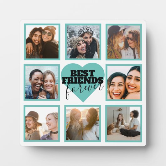 BFF Insta Photo Collage Blauwgroen Heart Fotoplaat (Voorkant)