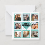 BFF Insta Photo Collage Blauwgroen Heart Notitiekaartje (Voorkant)