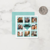 BFF Insta Photo Collage Blauwgroen Heart Notitiekaartje (Voorkant / Achterkant in situ)