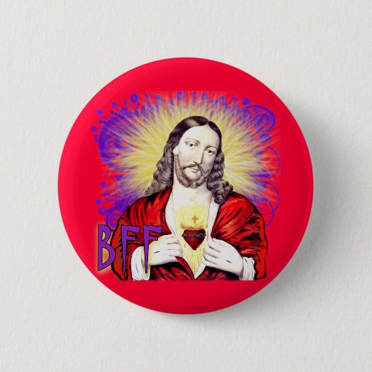 BFF Jesus Ronde Button 5,7 Cm (Voorkant)