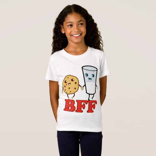 BFF, koekje en melk T-shirt (Voorkant volledig)