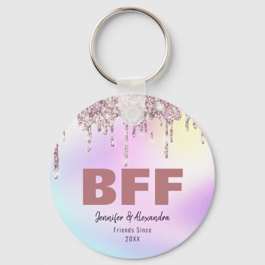 BFF Paars Roos Gold Glitter Driving Best Friends Sleutelhanger (Voorkant)