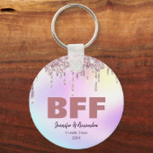 BFF Paars Roos Gold Glitter Driving Best Friends Sleutelhanger (Voorkant)