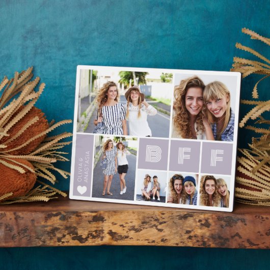 BFF Paarse hart Multi fotocollage Fotoplaat (Zijkant)