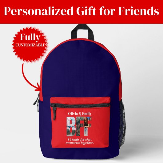 BFF Photo Collage Backpack – Gift for Friend Bedrukte Rugzak
