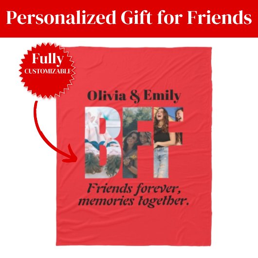 BFF Photo Fleece Blanket – Personalized Gift Deken