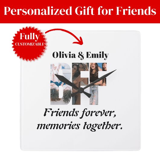 BFF Photo Wall Clock – Personalized Gift Vierkante Klok