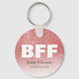 BFF Roos Gold Glitter - Gepersonaliseerde beste vr Sleutelhanger