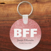 BFF Roos Gold Glitter - Gepersonaliseerde beste vr Sleutelhanger (Voorkant)