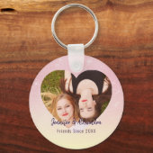 BFF Roze Glitter Hart Vrienden Foto & Namen Sleutelhanger (Voorkant)
