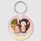 BFF Roze Glitter Hart Vrienden Foto & Namen Sleutelhanger (Achterkant)