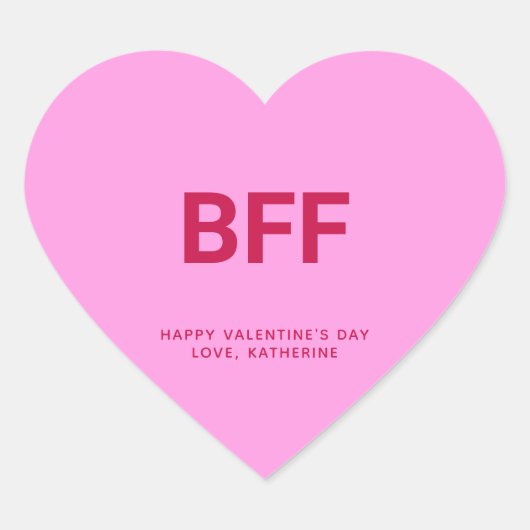 BFF roze leuk schattig Valentijnsdag custom Hart Sticker (Voorkant)