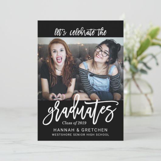 BFF Siblings Friends Graduation Party Invitation Kaart (Staand voorkant)
