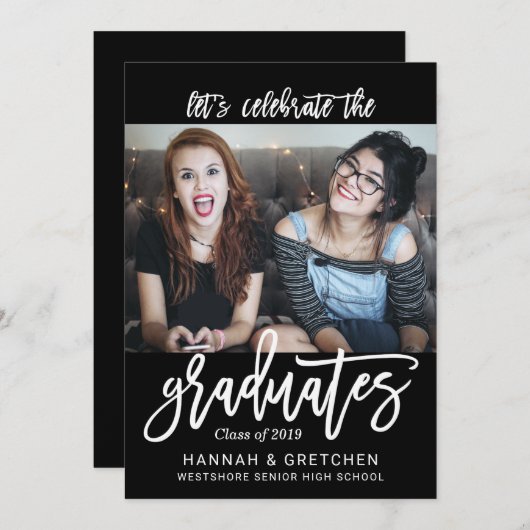 BFF Siblings Friends Graduation Party Invitation Kaart (Voorkant / Achterkant)
