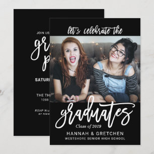 BFF Siblings Friends Graduation Party Invitation Kaart